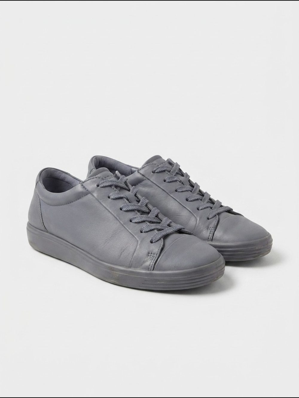 Ecco Women's Gray Leather Low-Top Sneakers